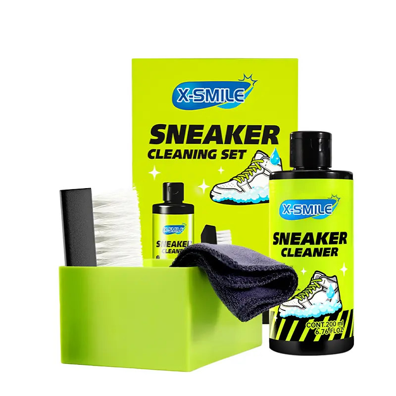 X-SMILE Sports Shoe Cleaning Set (3-Piece) Sports Shoes & Ball Sneakers Dry Cleaner with Built-in Brush, Towel, and Cleaning Case - Daily Stain Removal and Shoe Care Kit