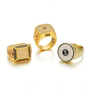 18K Vacuum-gold Plated Ice Out Miami Cuban Link Chain Hip Hop Ring with 5A+ Canada Zircon CZ Jewelry Fashionable Accessory Valentines Gifts for GF Men unisex Monaco Mexico & Micro Promise chains For Husband Boyfriend Birthday Gift