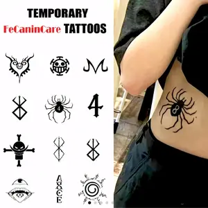 13 Cool Anime Pirate Temporary Fake Tattoo Sticker Set, Long-Lasting Safe Tattoos for Party Cosplay, Easy to Apply and Remove