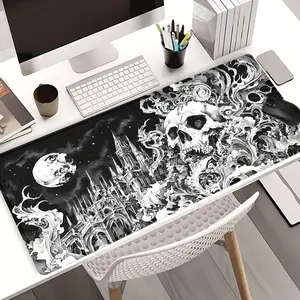 Extra Large Gothic Skull Dark Fantasy Mouse Pad Gaming Desk Mat 35x16 Inch Computer Keyboard Mousepad with Non-Slip Rubber Base Durable Stitched Edge Desktop Accessory Perfect Gift for Home and Office