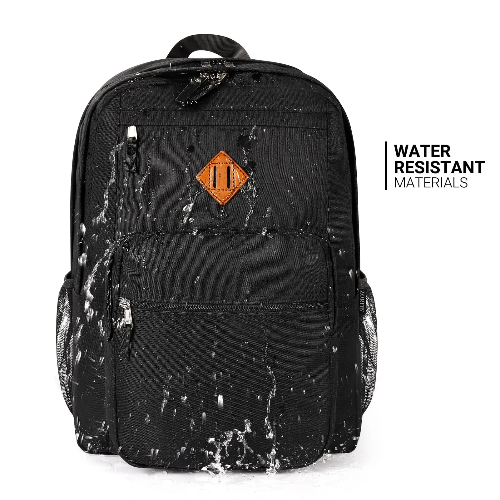 26L Black Backpack for College, and Travel: Water Resistant Bookbag