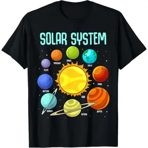 Solar Systems Planets Science Space STEM Colorful T-Shirt Graphic tees