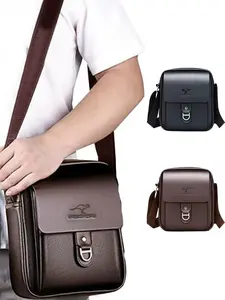 Men's Leather Texture Shoulder Bag, Casual Crossbody Backpack, Small Business PU Leather Bag, Trendy Men's Handbag, Stylish Crossbody, Versatile Shoulder Bags