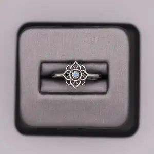 Sterling Silver Stone Ring - Mandala Opal Design