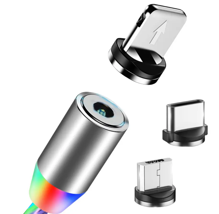 Flowing LED Magnetic Streamer Data Cable - Compatible with Apple iPhone, Android, Type-C Mobile Smartphones, Cellphone Electronic Devices