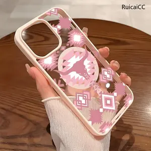 Premium Magnetic Phone Cases for iPhone11/12/13/14/15/16//17/Air/promax/Plus Western Pink Cowboy Bull Head Geometry y2k cased MagSafe Ready, Anti-Fall, Springtok and Ultra-Thin Design | Perfect for Everyday Use Protector Screen Protector Aesthetic Cover