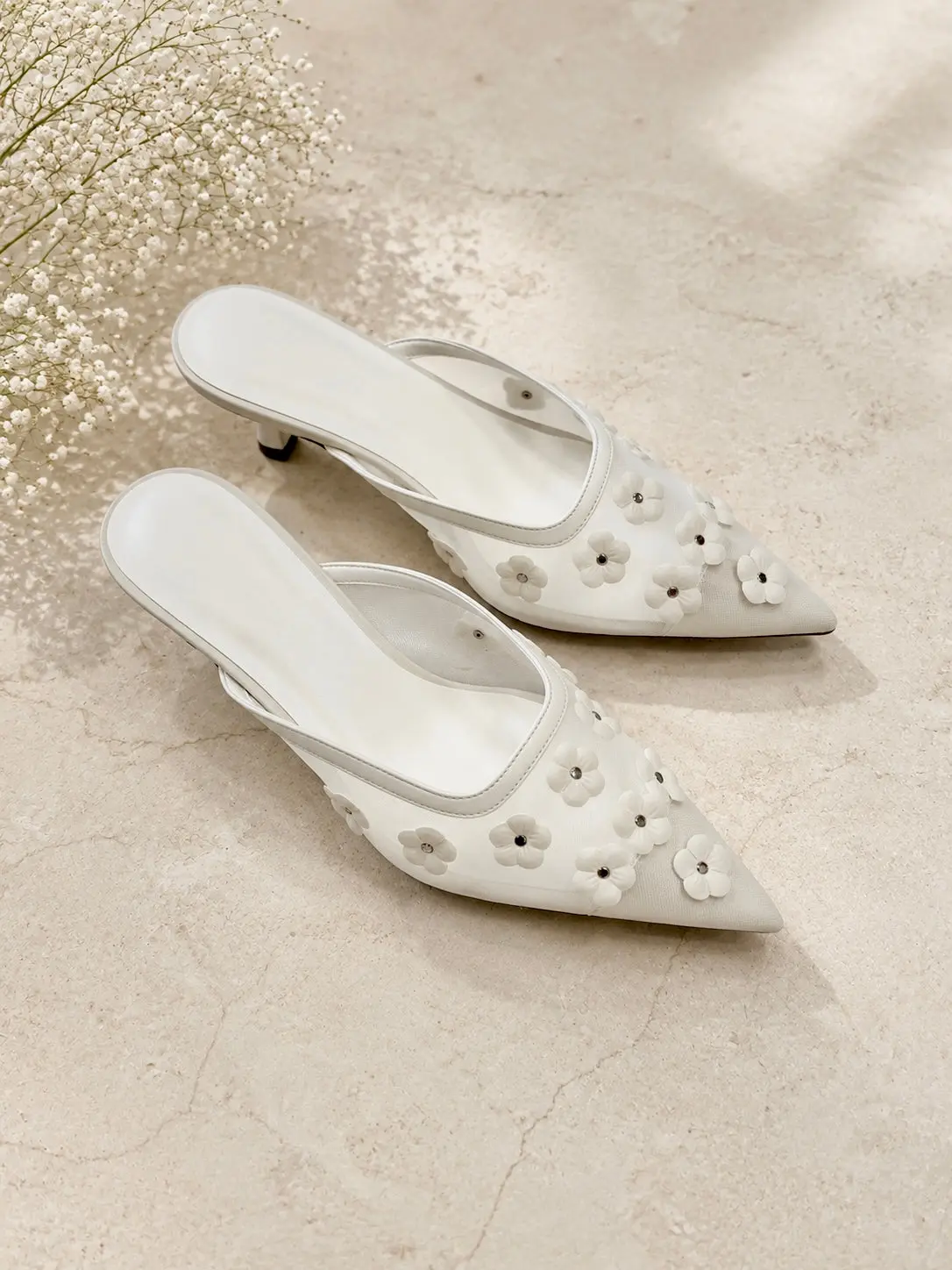 White Norma Floral Mule