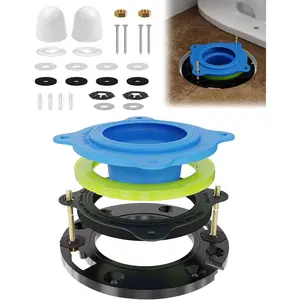 Toilet Flange Repair Kit with Elastic Wax Ring- Premium Toilet Seal and Gasket Replacement, Fits 3"/4" Drain Pipes, Professional Toilet Repair Solution, No Wax Mess Installation