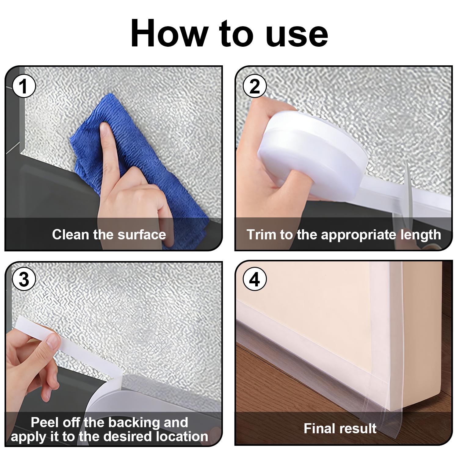 16 FT Silicone Sealing Strips Multi-Functional Household Tape Door Window Shower Room Glass Gap Sealing Tape Hardware Tool Self-adhesive Sealing Strips