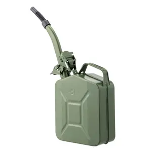 5L Heavy-Duty Steel Jerry Can - Military Green Fuel Container with Self-Venting Spout, UN Certified Leak-Proof Gas Can for Car, Motorcycle, Boat, Off-Road & Emergency Use, 0.6mm Thickened Steel