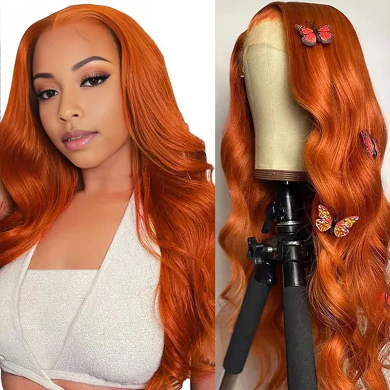350 Ginger Orange Deep Wave 13x6 Lace Front Wig Body wave Human Hair Wig Brazilian Wig 200 Density for Women Choice