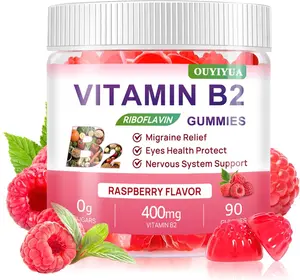 Vitamin B2 Gummies Riboflavin 400mg Supplement with Magnesium for Kids and Adults Sugar Free B2 Gummies for Migraine Relief Headache Relief and Nervous System Support Vegan Raspberry Flavor Daily Dietary Chewables 90 Count