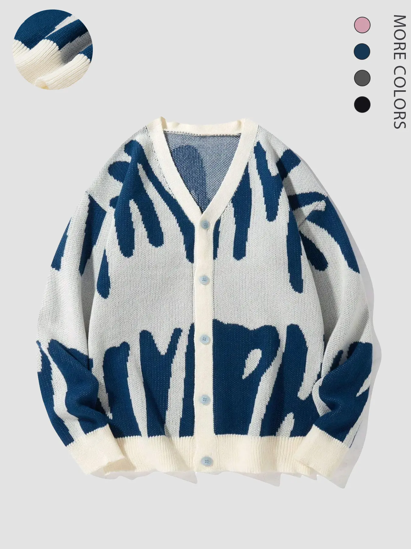 Casual cool irregular jacquard V-neck cardigan Knitwear, contrasting design to attract attention, multiple colors to choose from, loose version suitable for a variety styles, essential for daily street wear, fashion must-have, Halloween outfit, unisex.
