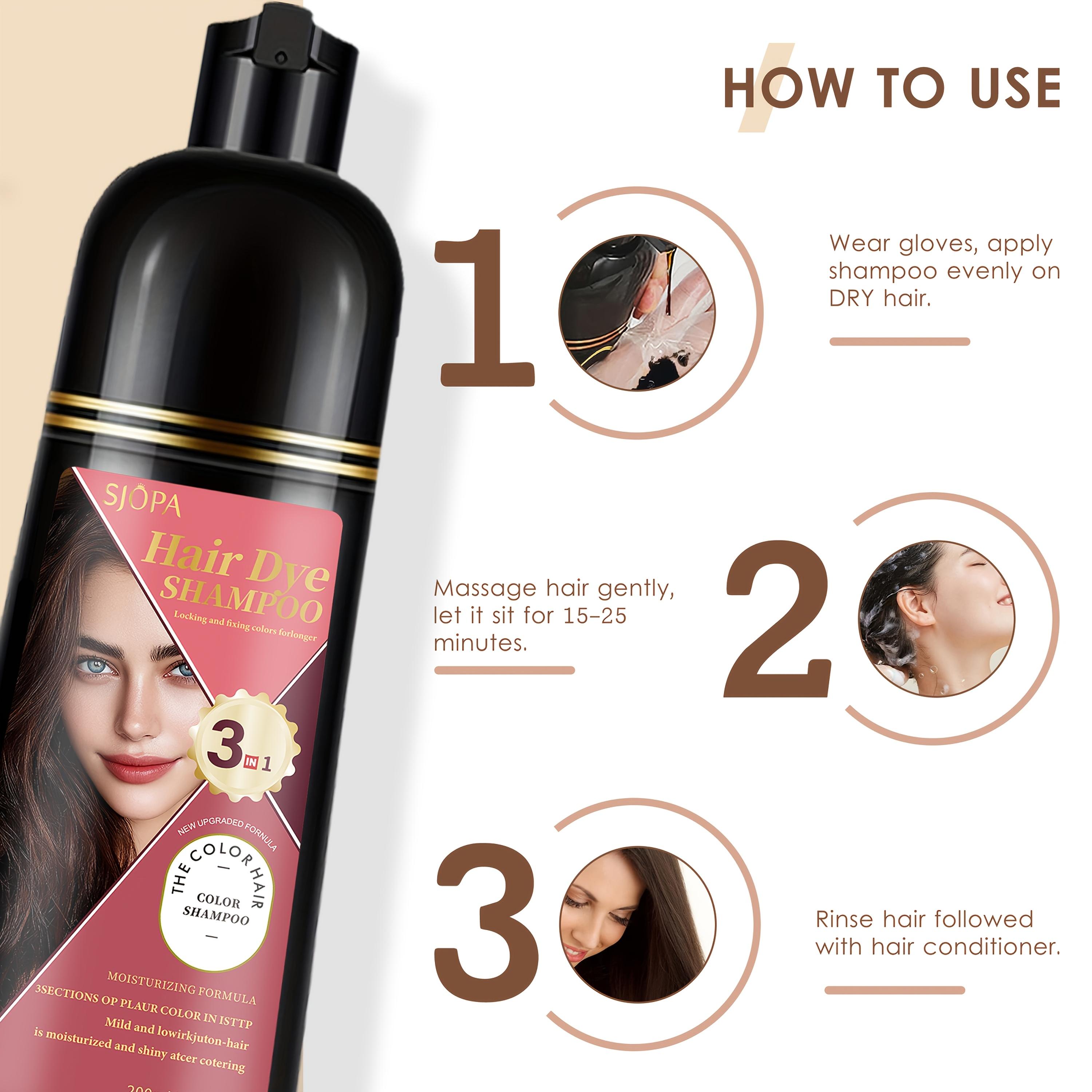 SJOPA 5-in-1 Hair Dye Shampoo - Can cover white hair, moisturizing hair care shampoo formula, suitable for normal hair, convenient for home use, 200ML+ 30ML