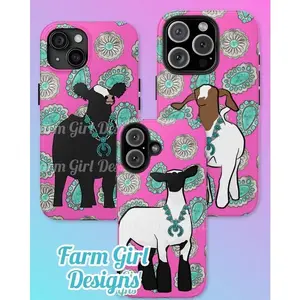 Livestock Turquoise Squash Blossom Tough Phone Cases | iPhone| Show Lamb | Show Goat | Suitable for iPhone 17/16/15/14/13/12/11 Pro Max/Plusand Samsung Galaxy S23-25, shock-absorbing, anti-drop protective case, lightweight, new fashion trend design
