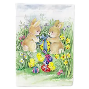 212 MAIN Brown Easter Bunnies with Eggs Garden-Size Flag, 11x15 in Double-Sided Weatherproof Outdoor Decor, Outdoor Garden Accessories for Home Improvement