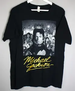 Rare Michael Jackson King Of Pop 2010 Memorial Black Vintage T-Shirt Band Tee
