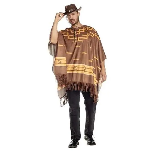 Brown Cowboy Poncho - Western - Costume Accessory - Adult One Size