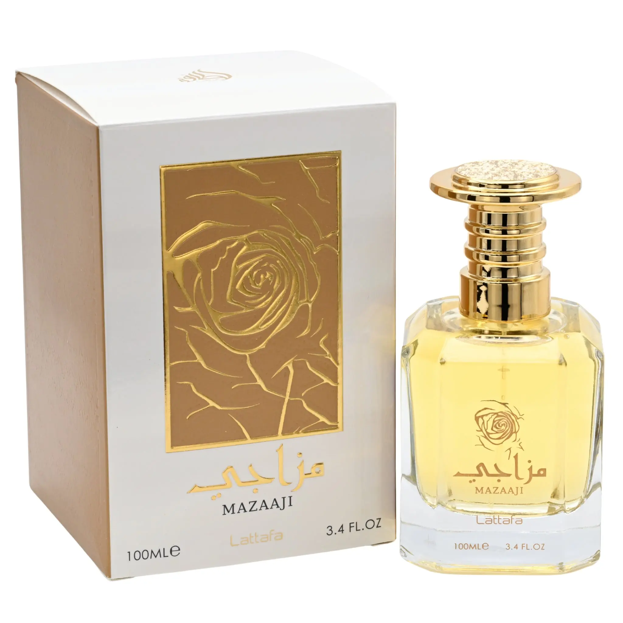 Lattafa Mazaaji Eau de Parfum Spray for Women, Floral Sweet Signature Scent with Rose, Orange Blossom & White Musk, 3.4 fl oz, Floral Sweet Perfume, Scented Cosmetic Fragrance, Perfumes Fragrance Blend, Rose Vibrant For Women, Spray Bottle, Mist Spray Bot