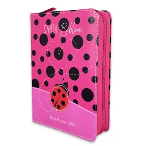 Biblia de Bolsillo con Cierre RV1960 imit piel fuscia mariquita con topos