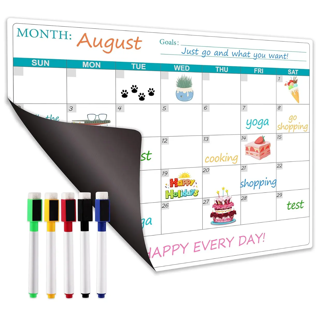 Magnetic Dry Erase Fridge Calendar - Magnetic Calendar for Refrigerator Planner, 11.4" x 14.76", Kitchen Fridge Calendars in Monthly & Weekly Set