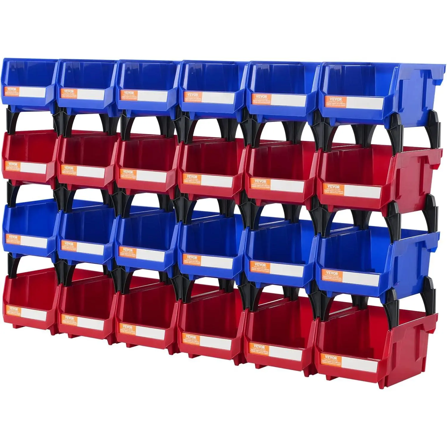 24-Pack Heavy Duty Plastic Stackable Storage Bins (5x4x3 Inch) - Wall Mount Hanging Organizer Containers with Label Papers for Closet, Garage Parts Storage