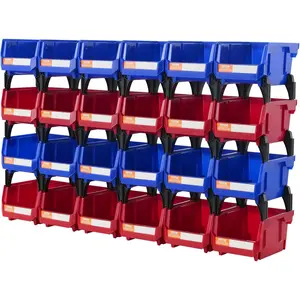 VEVOR Plastic Stackable Storage Bins 24 Pack (5 x 4 x 3-Inch), Hanging Stackable Storage Organizer Bins, Heavy Duty Stacking Containers for Closet, Garage, Office, or Small Parts Organization Boxes