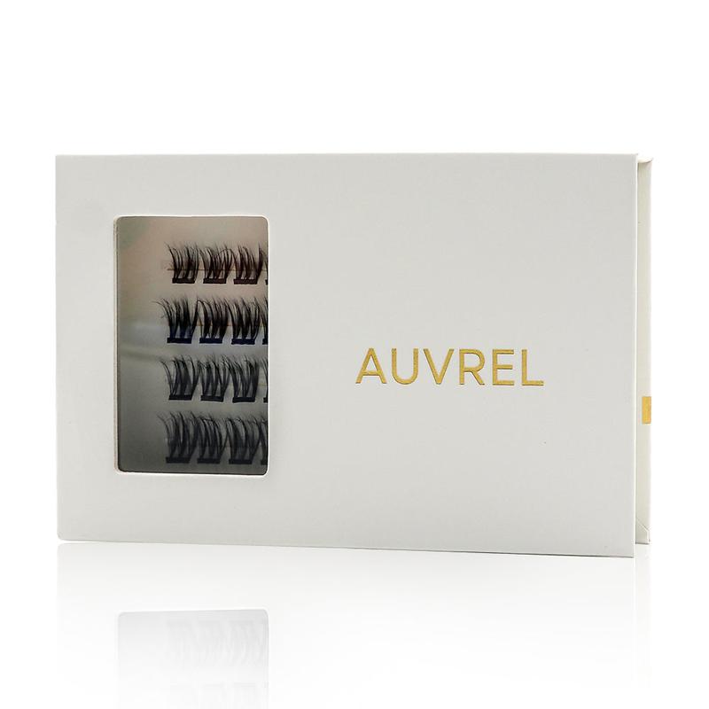 AUVREL Solène Lifted Defined Lash Clusters – 48 Pre-Bonded Press-On Lashes with Adhesive – Mixed Lengths 10mm 12mm 14mm – Brightening, Eye-Opening Effect for Day-to-Night Wear – Reusable up to 10 Times & Safe to Use with Lash Extensions