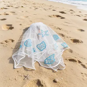 Last toast on the coast white short Veil with Comb Bachelorette Hen Party bridal shower Cruise Coastal Grandma Grandmother Seaside Coastal Cowgirl beach Mermaid starfish Wedding Bach weekend Girls Trip decoration Bride to Be Future Mrs gift Photo props