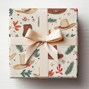 Western Wrapping Paper Roll Cowboy Boots Wrapping Paper Gift Wrapping Cowboy Hat Christmas Gift Wrapping Roll