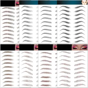 Eyebrow Tattoo 8 Sheets, 75 Pairs Waterproof 10D Hair-Like Temporary Eyebrows Peel Off Brows Grooming Transfers Stickers Makeup for Women, Brown/Black