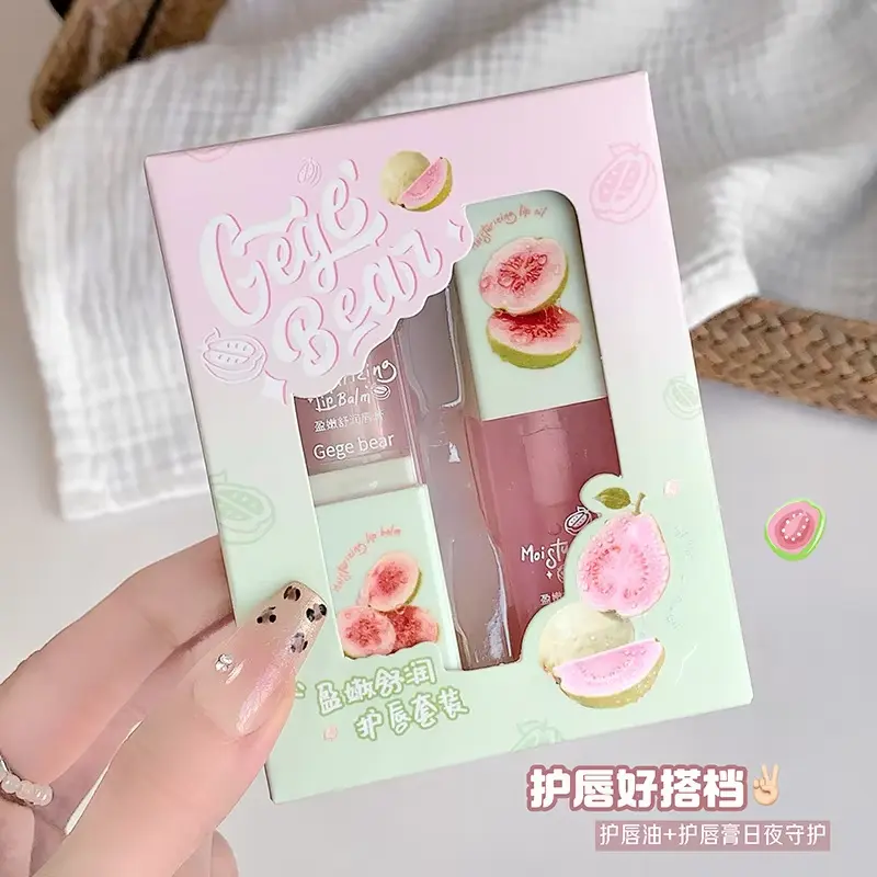 Gege Bear Makeup Gift Moisturizing Mirror Lipstick Lipbalm Transparent Oil Makeup Set