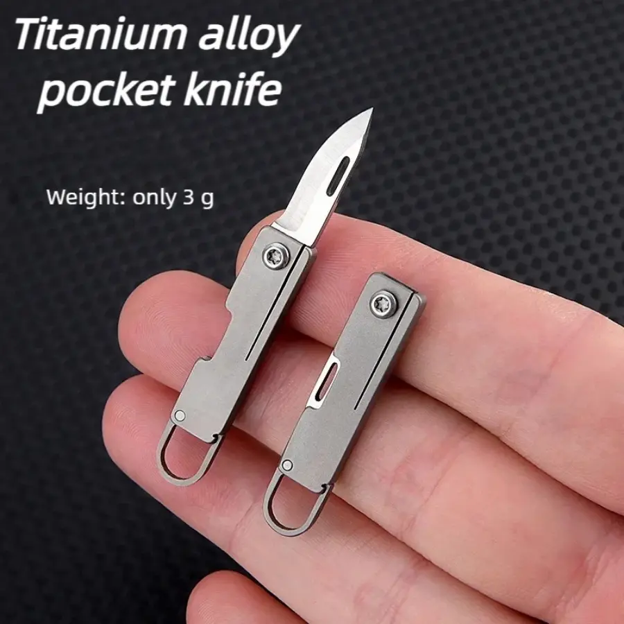 Portable Titanium Alloy Keychain Knife, Foldable Pocket Knife for Camping Outdoor Adventure Fishing Daily Use, Precision Camping Tool, Edc Gift, Lightweight Tools, Folding Pocket Knives