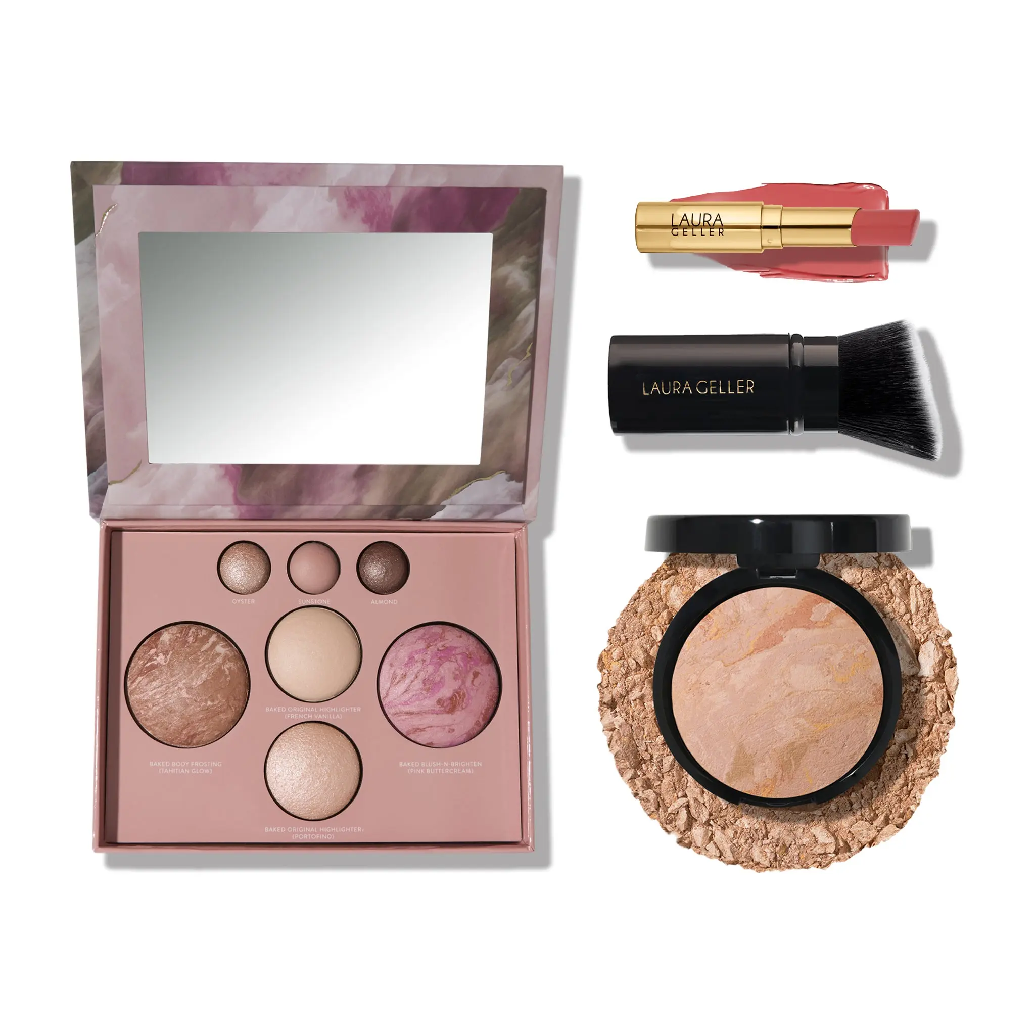 Laura Geller Gorgeous At Every Age Kit 4PC - Palette with Jelly Balm & Kabuki Brush for Full Face Makeup Laura Geller Gorgeous At Every Age Kit 4PC - Palette with Jelly Balm & Kabuki Brush for Full Face Makeup