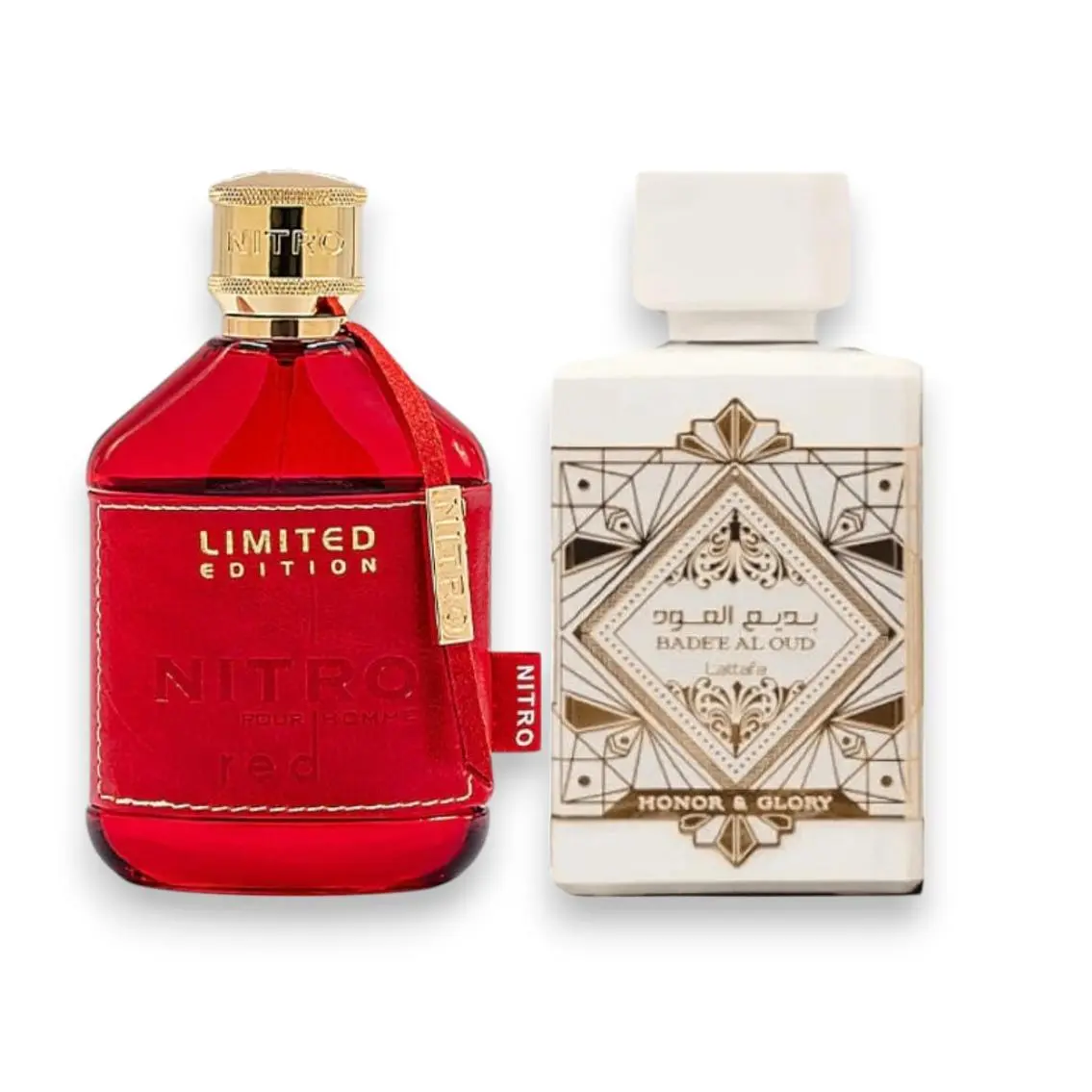 Oudlash Bundle | Lattafa Bade'e Al Oud Honor & Glory + Dumont Nitro Red | Unisex Fragrance | 100 ML - 3.4 OZ | Eau De Parfum | Cinnamon - Turmeric & Black Pepper