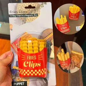36/24/12pcs French Fries Shaped Seal Clip,  Creative Sealing Clip with Fridge Magnet Holder, Bag Sealing Clip, Kitchen Gadgets, Plastic Bag Sealer
