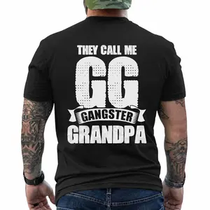 They Call Me GG Gangster Grandpa T-Shirt – Funny Gift for Grandpas, Short Sleeve Printed Graphic Shirt, Daily Casual Cotton Menswear