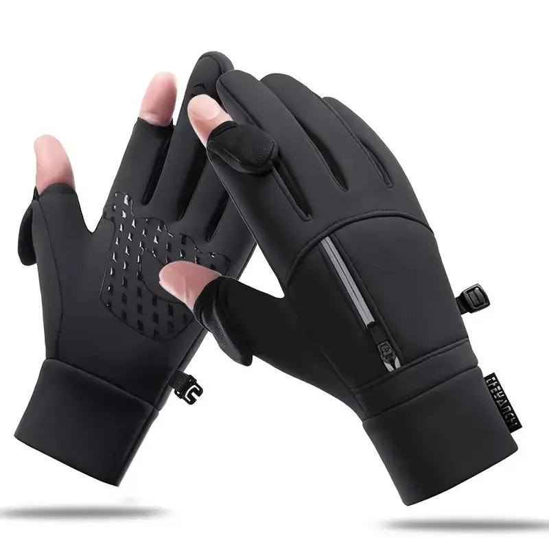 Men's Two-Finger Gloves for Cycling & Motorcycle Riding, Winter Warm Waterproof Gear, Delivery Driver Equipment, Driving Gloves, Fitted Elegant Style