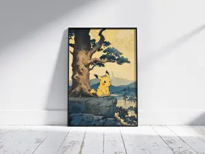 Pikachu Poster, Japanese Tapestry Style, Mount Fuji Japan, Anime Gift Perfect, Bedroom Wall Art, Decor Retro Unframed Wall Art, Home Décor