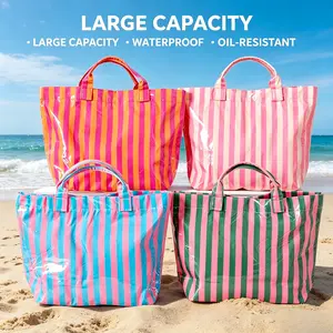 Waterproof Sandproof Outdoor Sports Handbag All-Season Striped Tote Bag Portable Beach Commuter Bag
