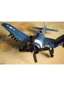 212 MAIN 6 in. Contemporary WWII Aircraft Metal Sculpture - 1:31 Scale Hand-Painted Blue Decorative Desk Statue, Ideal Home Decor Figurine Gift for Aircraft Lovers