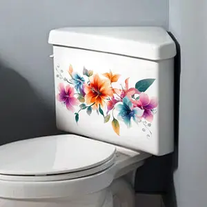 A new colorful flower spring toilet sticker for bathroom and restroom decoration Bathroom Decor Supplies background wall sticker (20*30cm) (MS7324-YC)