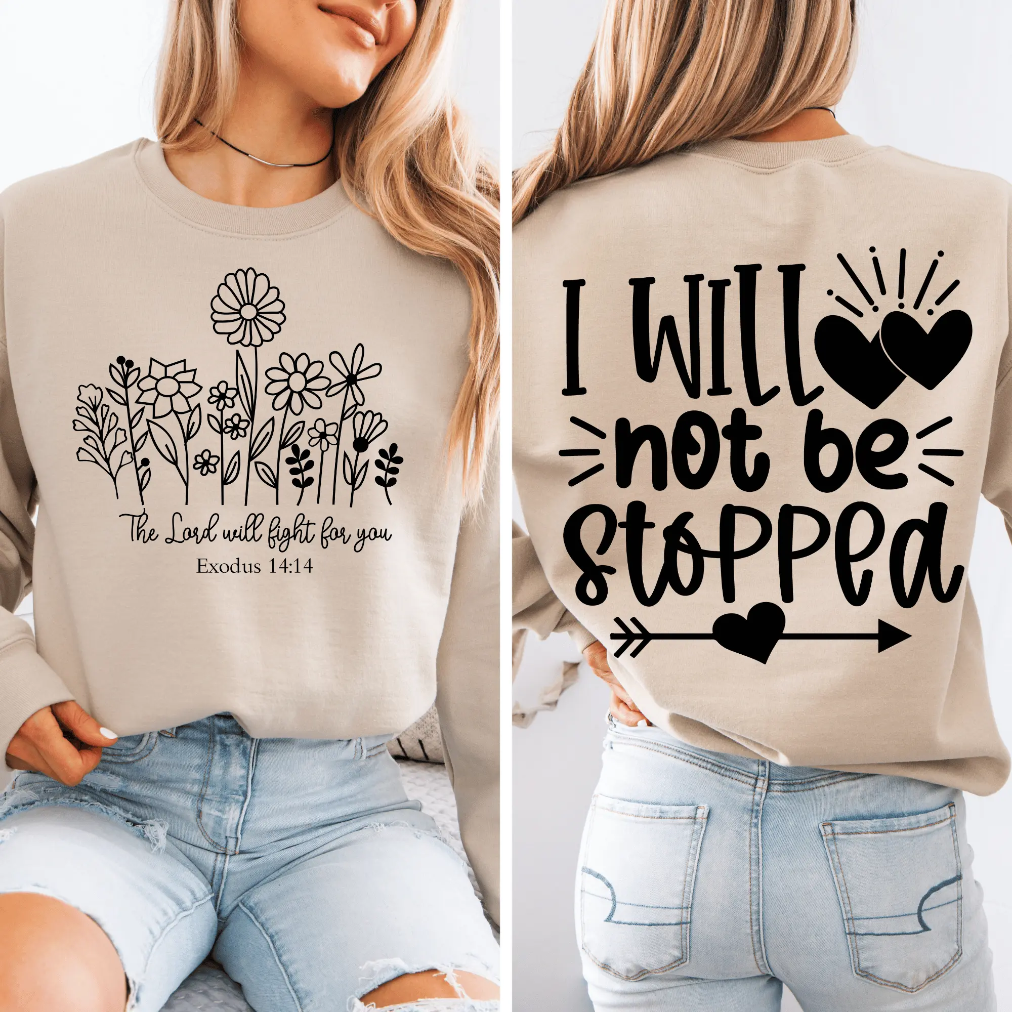 I WILL NOT BE STOPPED Crewneck Sweatshirt | Motivational Embroidered Pullover