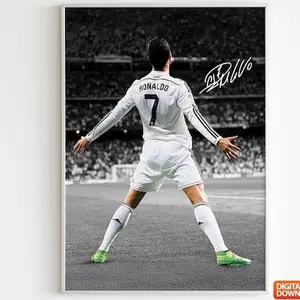 Cristiano Ronaldo Soccer Legend Signed Football Poster Print Unframed