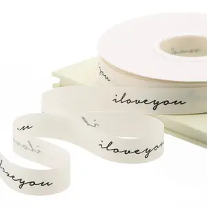 4 Rolls 0.79" x 1063" Fabric Ribbon, "I Love You" Printed Ribbon for Gift Wrapping, Floral Bouquets, Cake Decoration, Wedding Crafts and DIY Projects