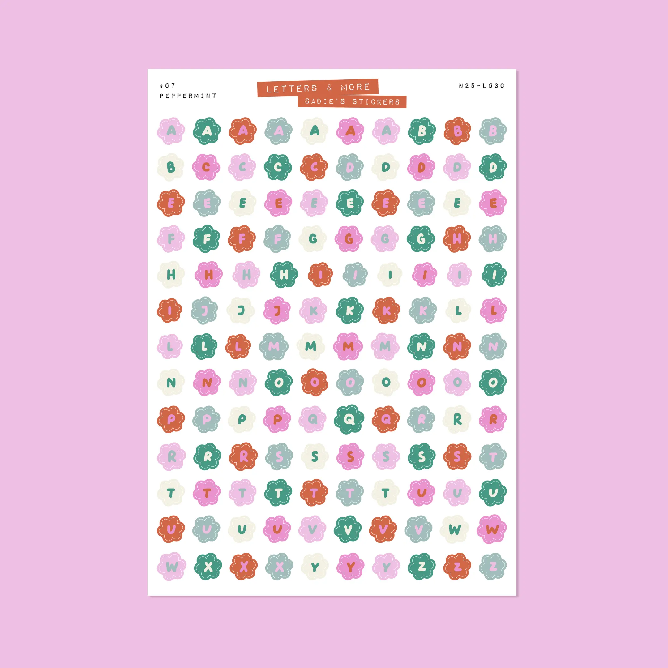 PEPPERMINT Flower Alphabet • Letters & More