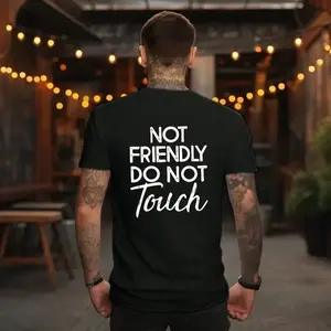 Not Friendly Do Not Touch Print, Men'S Casual Streetwear Hoodies, Comfy And Loose Hooded Pullover Top, Casual Streetwear, Fall Outfits Straight Fabrics