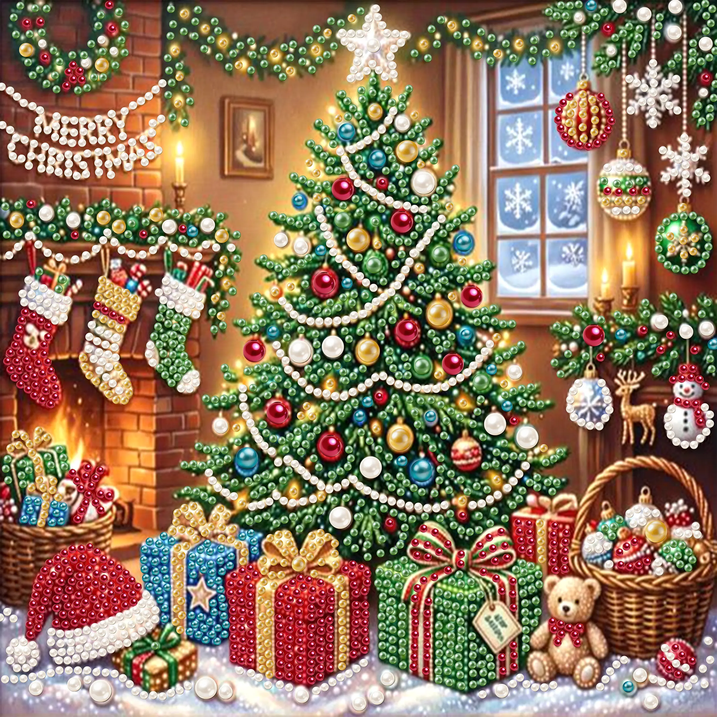 Christmas Pearl Art Kits for Adults,Diamond Painting Kit for Beginner,Pearl Diamond Painting,Diamond Art Painting,Diy Craft Kits,Gem Painting,Diamond Dots,Christmas Tree Diamond Art Kit,12x12inch
