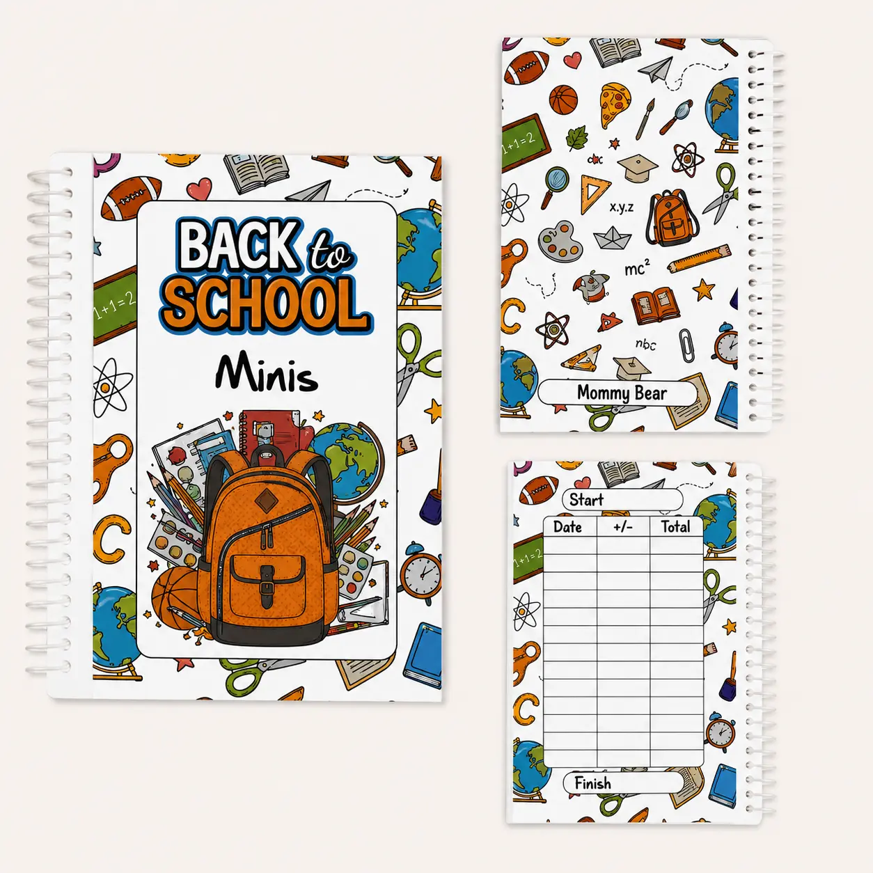 Back to School Minis Savings Challenge Book – Laminated Reusable Mini Cash Stuffing Binder, 10 Fun Challenges, Save $479