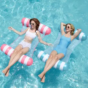 2 Packs Hammock Pool Floats Adults, 4-in-1 Multi-Purpose Inflatable Pool Floats PVC Water Lounge Floaties